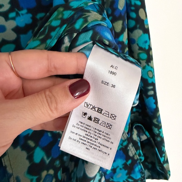 Ganni Silk-Blend Floral Blouse in Blue - Picture 4 of 4